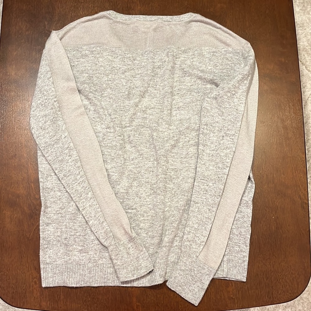 Joan Vass Angora Wool Blend V Neck Sweater with Sheer Panels size M